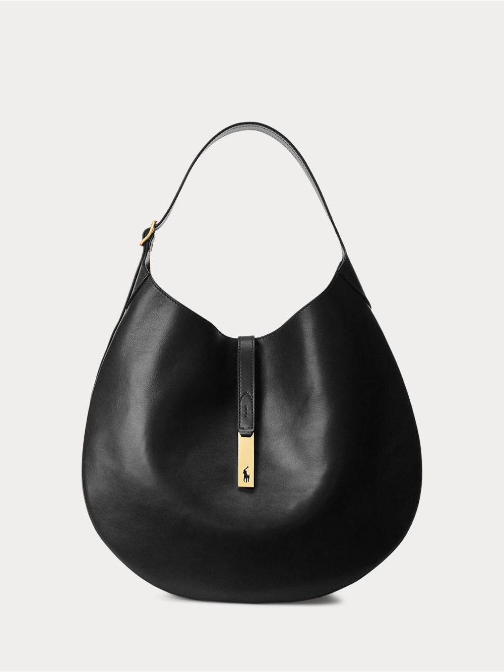 Ralph Lauren Polo ID Calfskin Large Shoulder Bag in Black - Picture 1 of 12